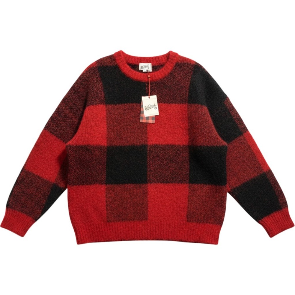 Woolrich Red‎ Black Buffalo Plaid Fuzzy Knit Sweater Womens Large NWT